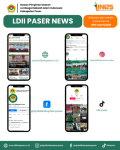 Tampilan website dan akun media sosial resmi LDII Paser di Instagram, Facebook, dan TikTok