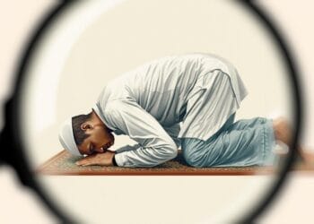 ilustrasi muslim bersujud