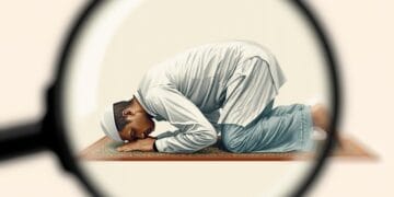 ilustrasi muslim bersujud